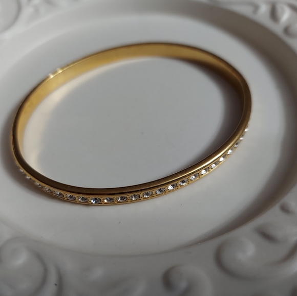 Vintage Monet Gold/Faceted Crystal Bangle Bracelet